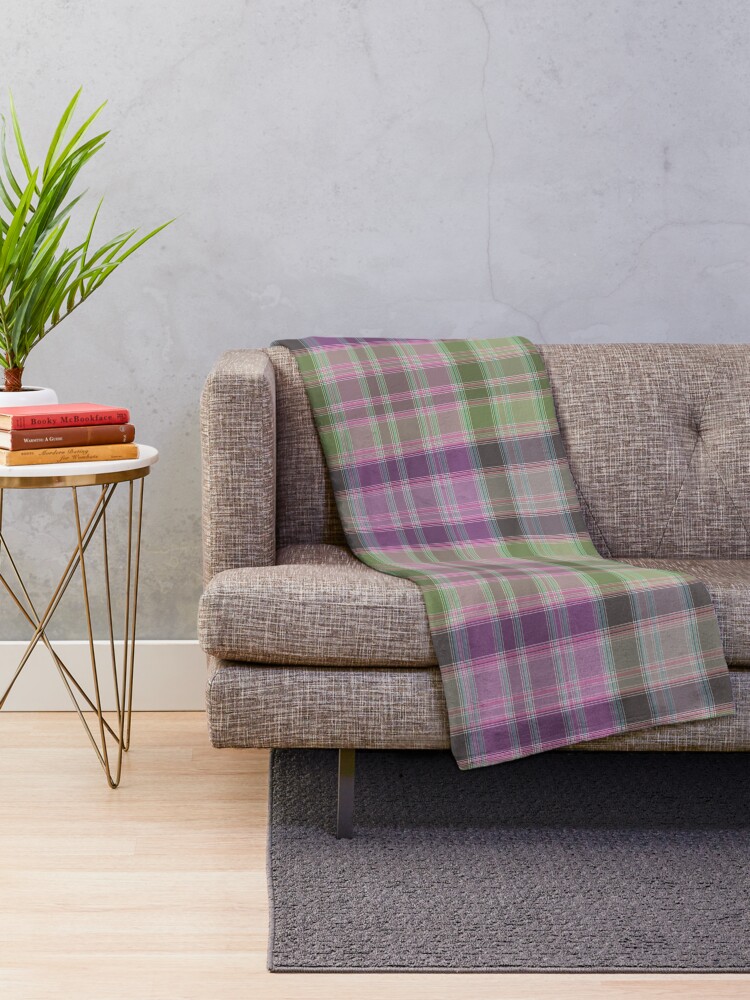 "Green and lilac tartan plaid." Throw Blanket for Sale by marinaklykva Redbubble