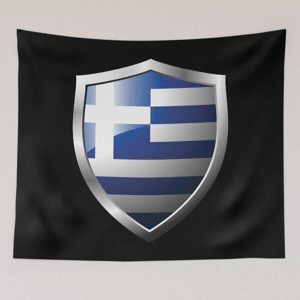 Item preview, Strong Greece Flag Shield Country designed and sold by HelloFromAja.