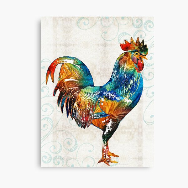 Colorful Rooster Art by Sharon Cummings Canvas Print