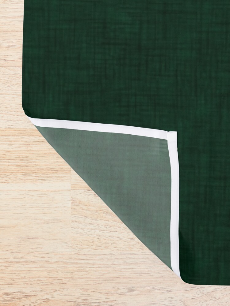 Alternate view of Textured dark green, solid green Shower Curtain