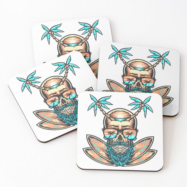 Item preview, Summer Beach Sunset Surfer Skull designed and sold by Vector Scout Lab.
