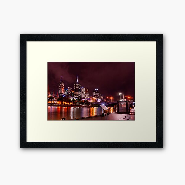 Melbourne City at Night Framed Art Print