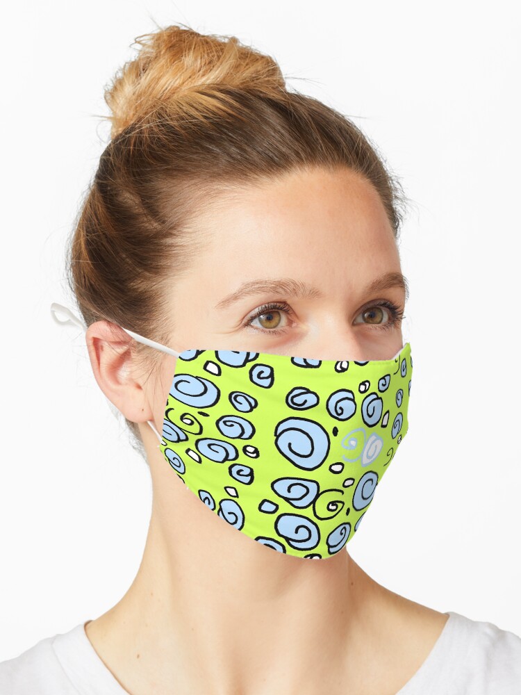 Thumbnail 1 of 5, Mask, Swirl blue and yellow pattern designed and sold by HEVIFineart.