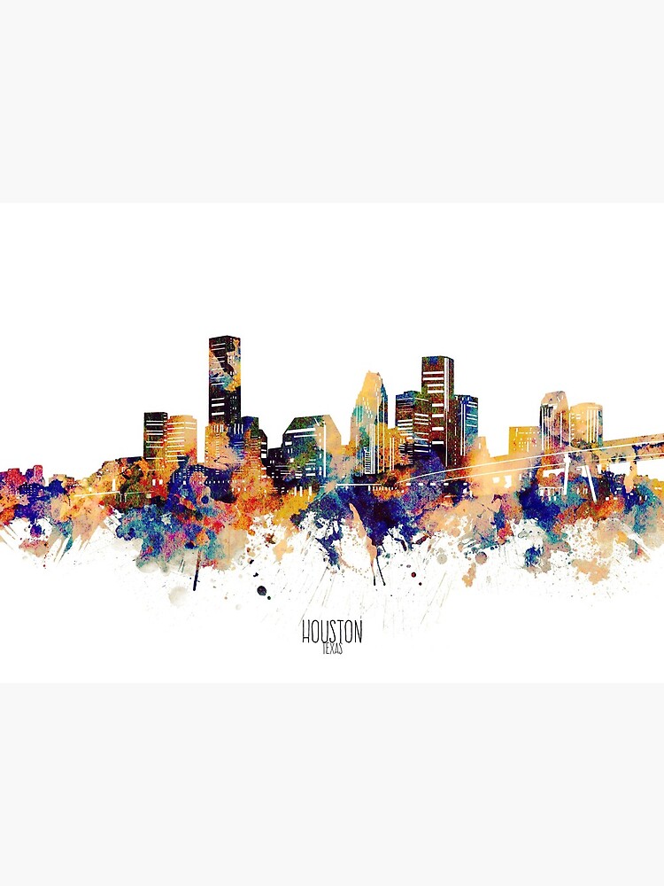 Houston, Texas Skyline Print: White Baseball