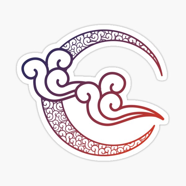Crescent Moon Kamon Sticker