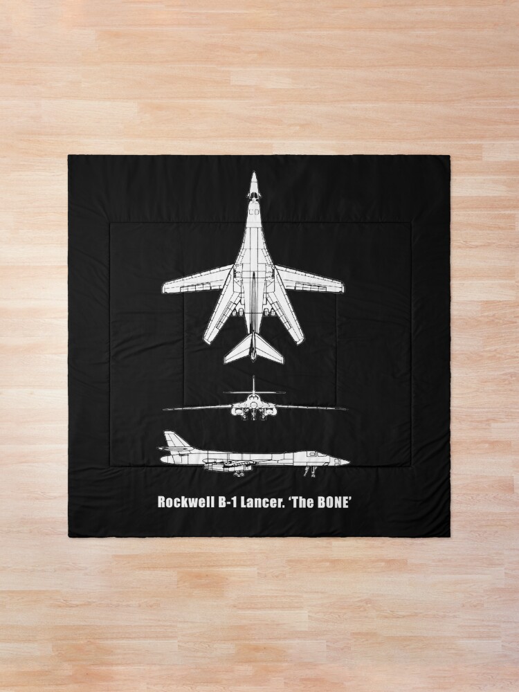 Alternate view of BONE. Rockwell B-1 Lancer. Supersonic variable-sweep wing, heavy bomber used by the United States Air Force USAF. Comforter