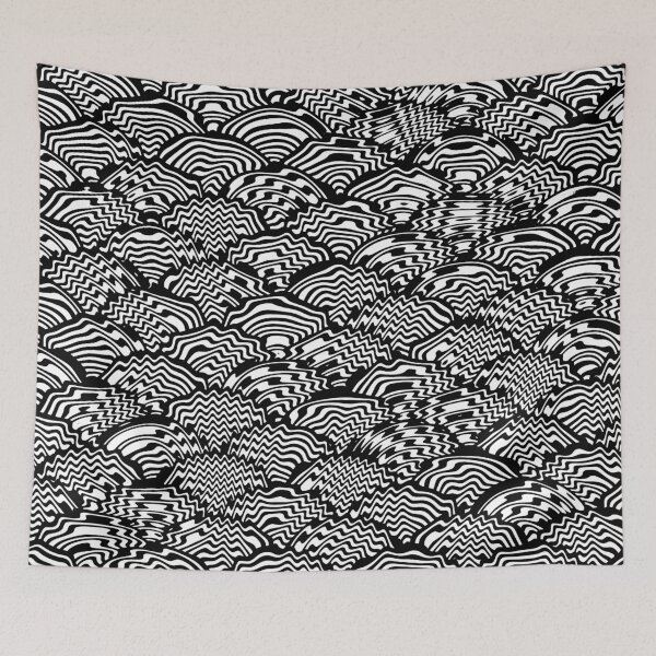 Item preview, Fuzzy Traditional Japanese Wave Pattern - Black and White Design designed and sold by Dator.