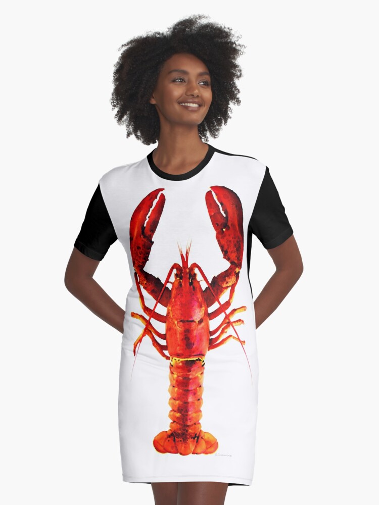 Vestido camiseta «Red Lobster - Arte de mariscos de cuerpo completo» de  SharonCummings | Redbubble