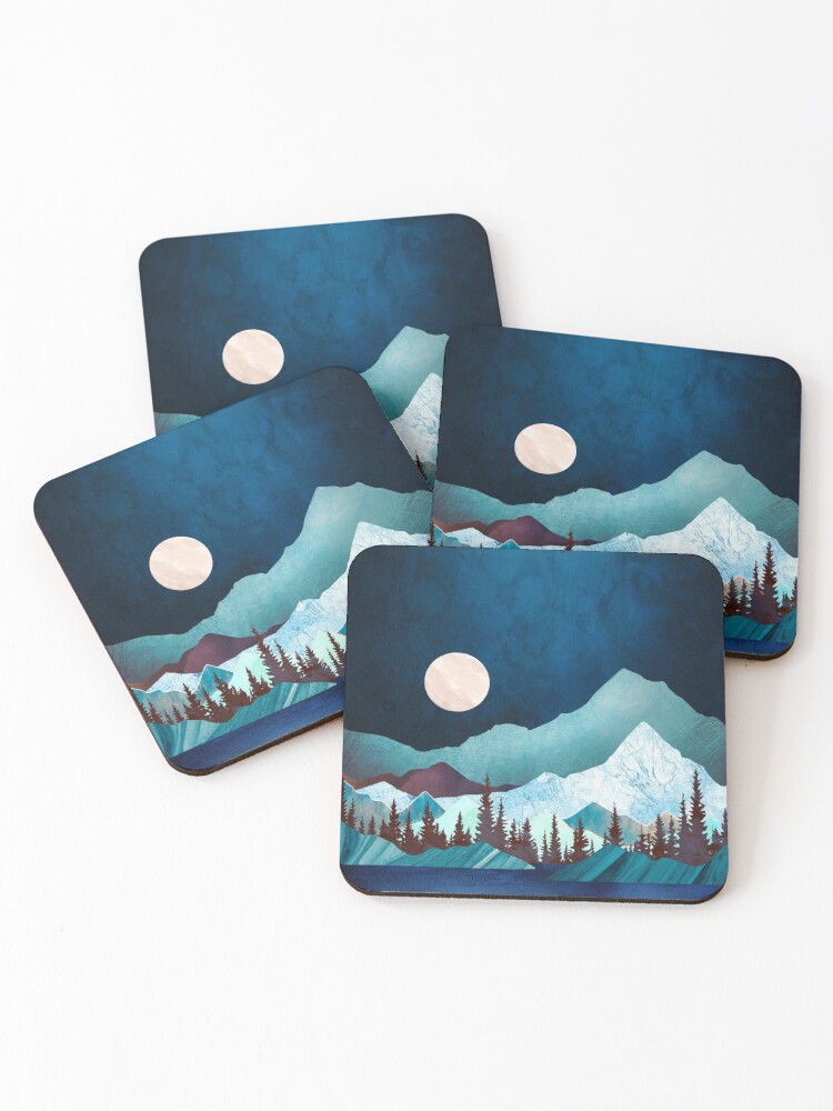 Thumbnail 1 of 5, Coasters (Set of 4), Moon Bay designed and sold by spacefrogdesign.