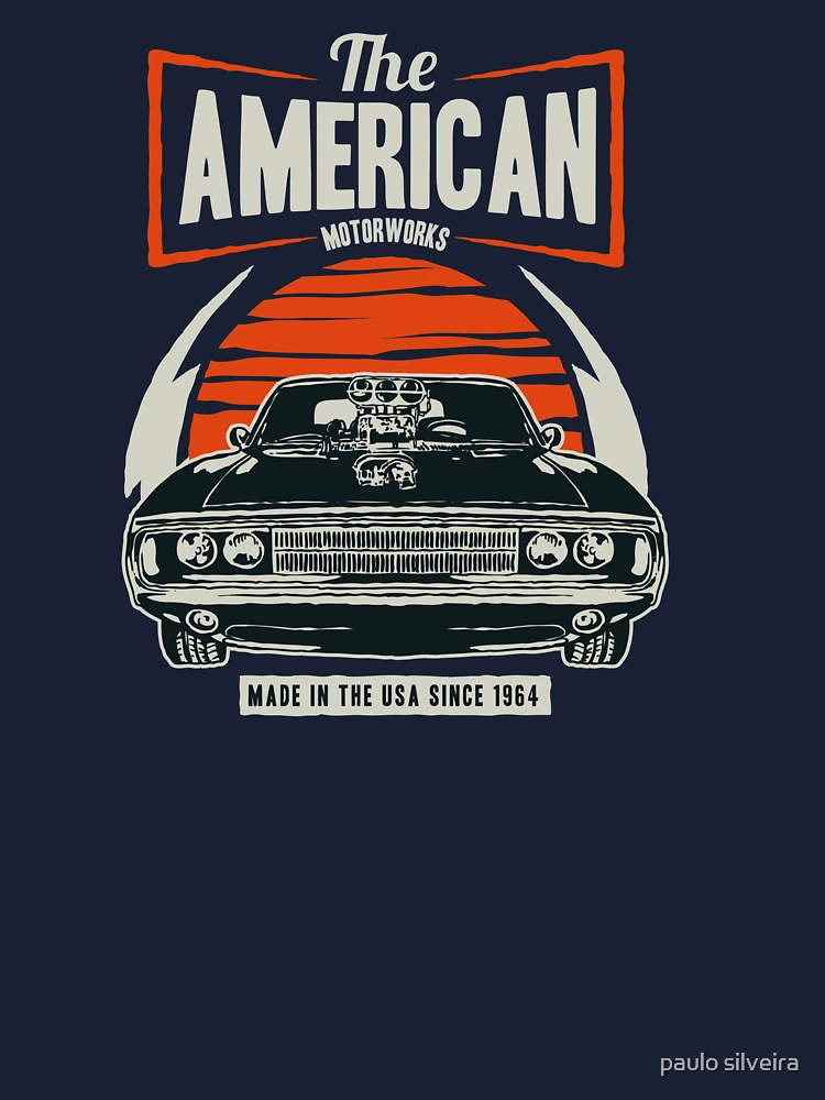 Camiseta Para Hombre American Badass Muscle Car 100% Algodón
