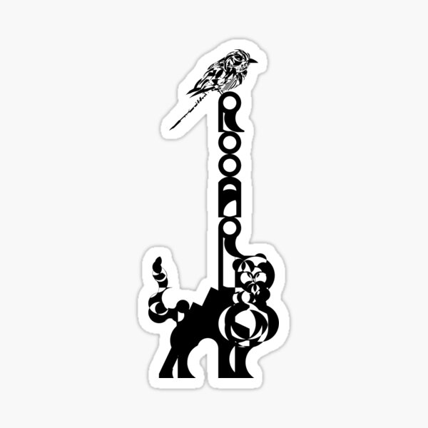 Vista previa del artículo con la obra «Companions in Roar - Logoart con la palabra "Rooar" colocada verticalmente en la espalda de un felino y un pájaro en la parte superior.», diseñado y vendido por BDLVandFriends.