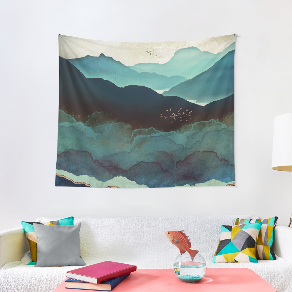 Indigo Mountains Tapestry