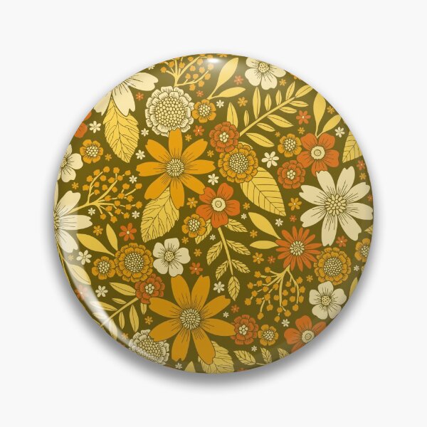 Item preview, 1970s Retro Flowers Pattern in Yellow, Orange & Olive Green designed and sold by somecallmebeth.