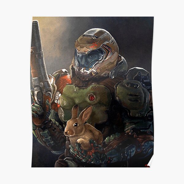 Doom Slayer avec lapin Poster