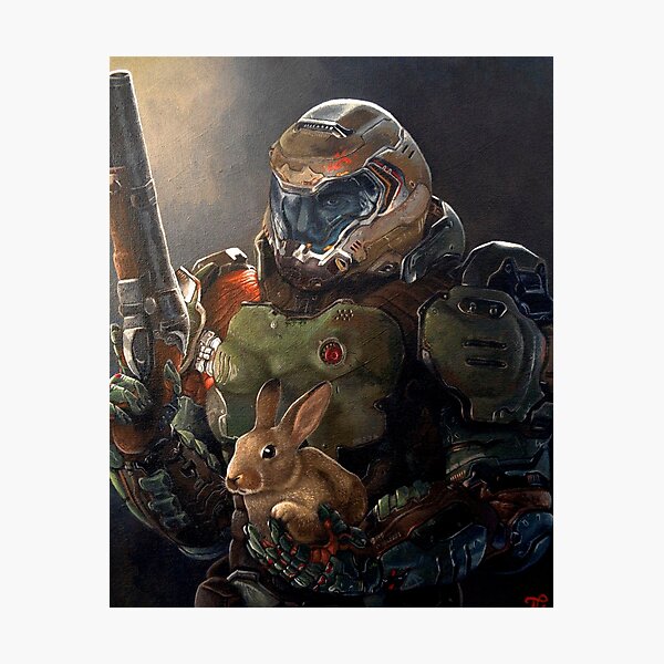 Doom Slayer avec lapin Impression photo