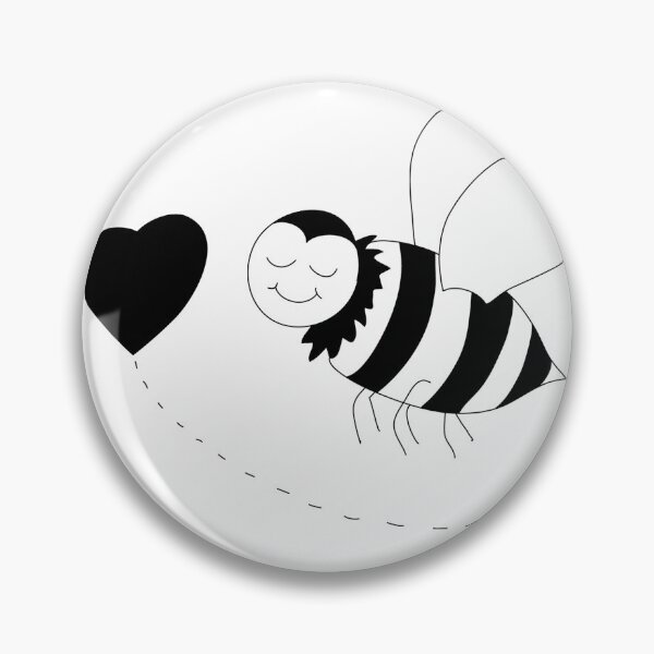 Item preview, bee with heart black and white designed and sold by studioMoSa.