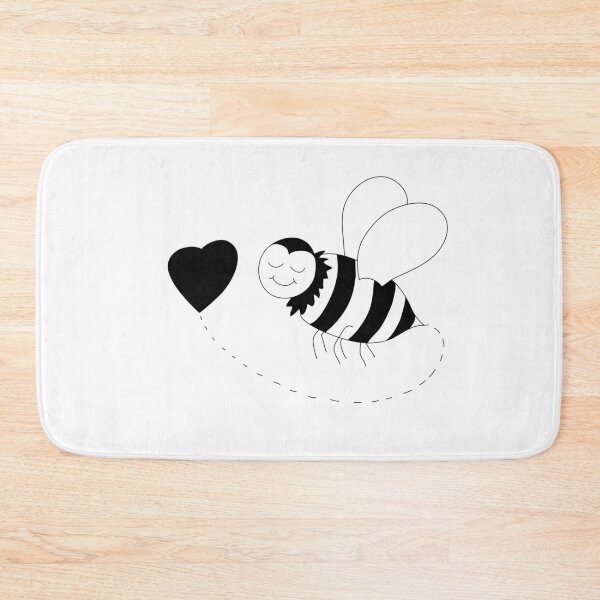 Item preview, bee with heart black and white designed and sold by studioMoSa.