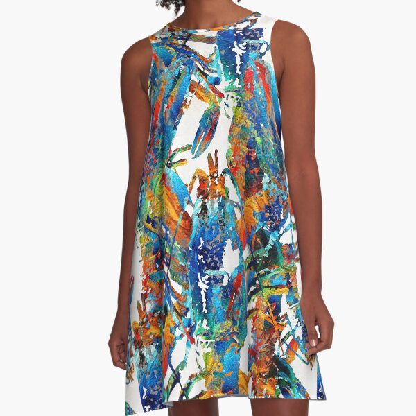 Colorful Lobster Collage Art - Sharon Cummings A-Line Dress