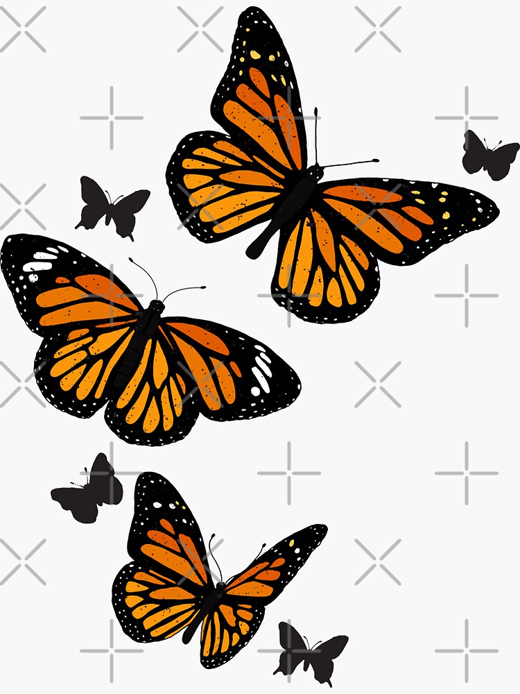 Vintage Orange Monarch Butterflies Sticker For Sale By Hothibiscus