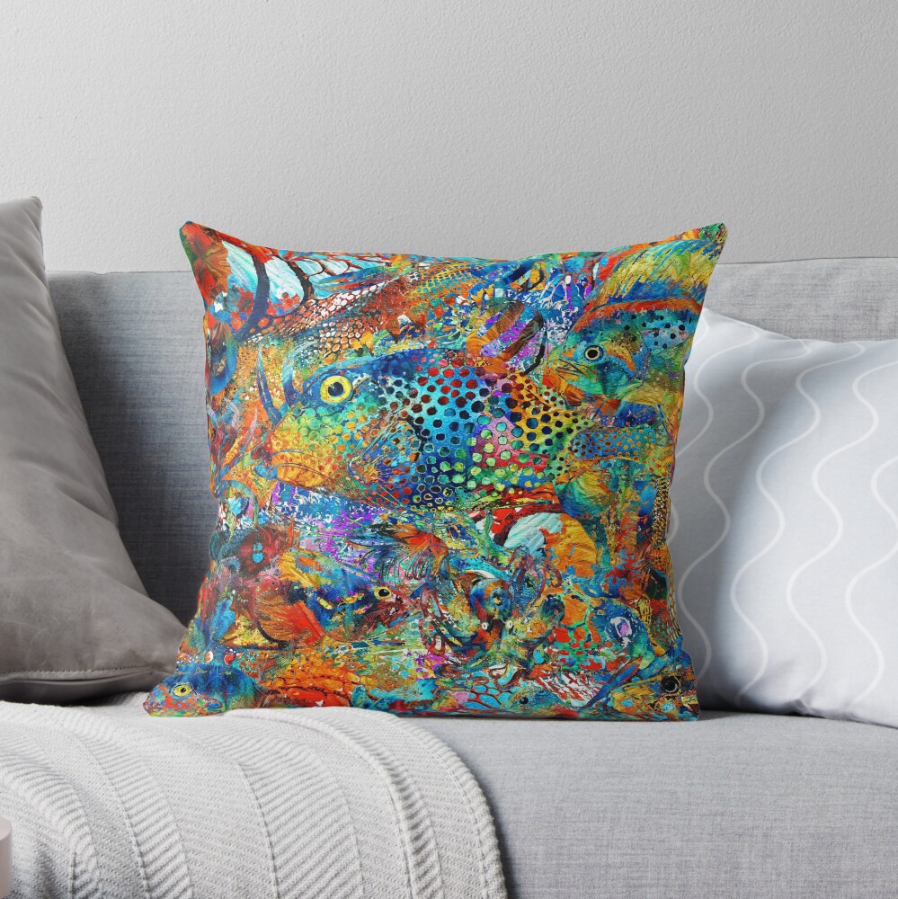 Tropical Beach Art - Under The Sea - Sharon Cummings Throw Pillow