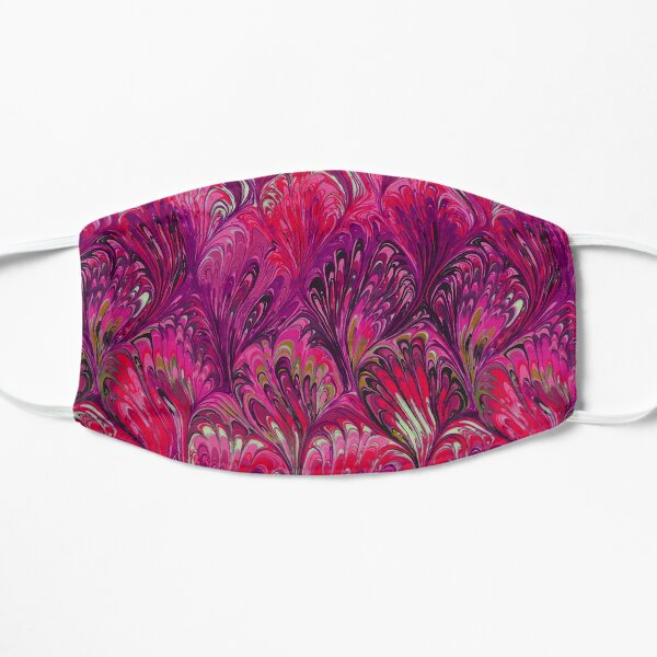 MARBLED PAPER,ABSTRACT PINK FUCHSIA PURPLE SWIRLS AND SHADES Flat Mask
