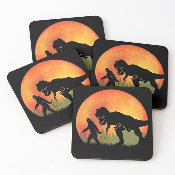 Item preview, Bigfoot Walking T-Rex Full Moon Silhouette Cryptid Gift designed and sold by NatIntrovertSoc.