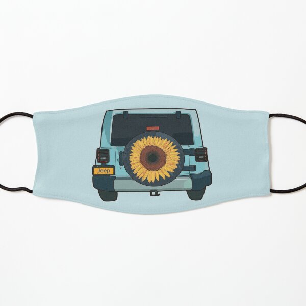 Sunflower blue Jeep llustration Kids Mask