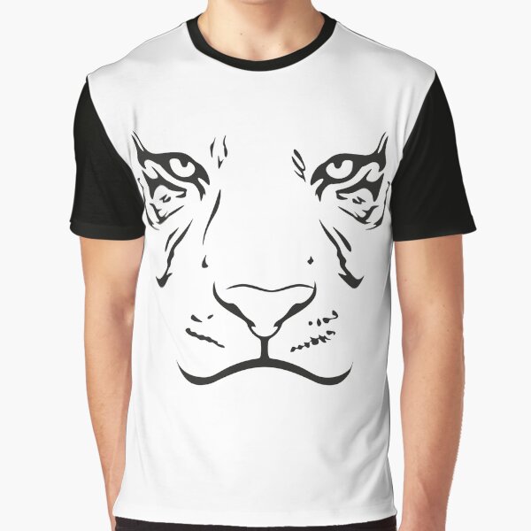 Black Tiger Face Graphic Illustration Graphic T-Shirt