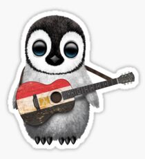 Baby Penguin Playing Egyptian Flag Guitar Sticker