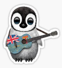 Baby Penguin Playing Fiji Flag Guitar Sticker