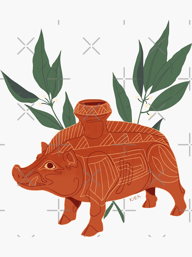 Floral Pig Vinyl Stickers - Set Of 2 Waterproof Decals For Cars & Laptops