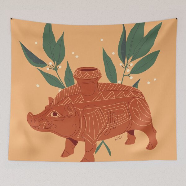 Item preview, Etruscan Boar Vessel - Floral Artefacts designed and sold by flaroh.