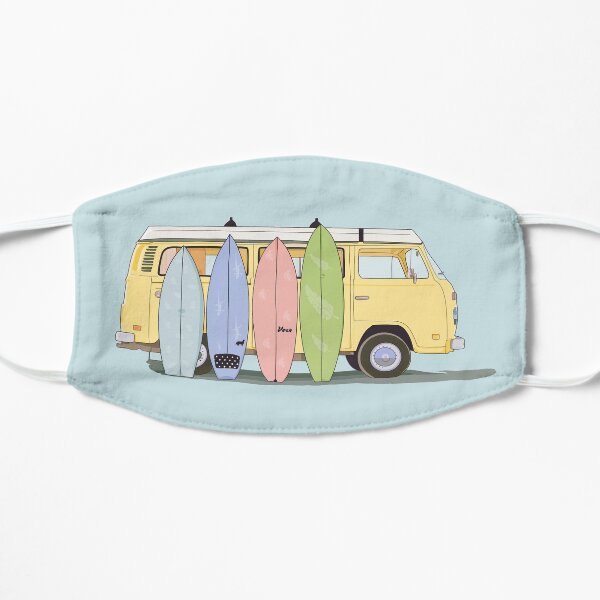 Aesthetic yellow van with surfboards Mask
