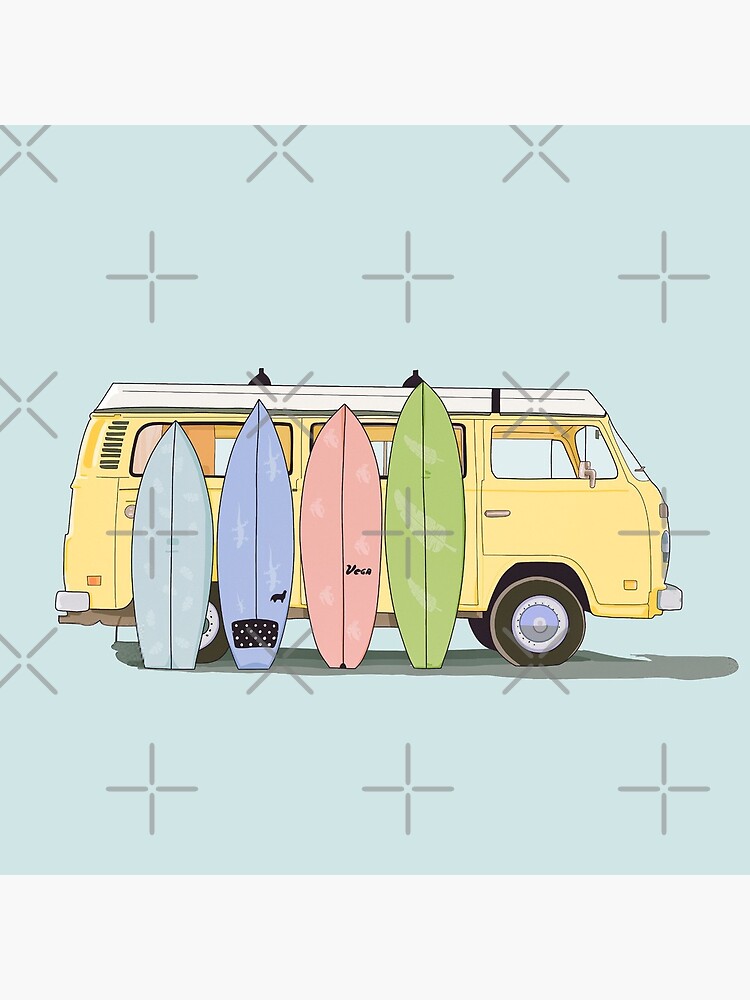 Aesthetic yellow van with surfboards by MimieTrouvetou