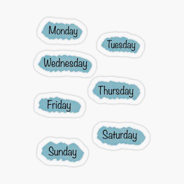 Days of the week Bullet journal calendar schedule planner black Sticker  for Sale by NeuDsigns