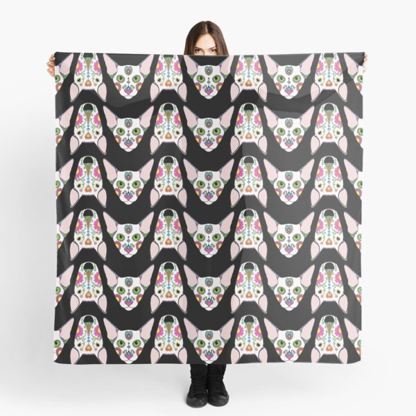 Mexican Cats and Dogs on black Scarf