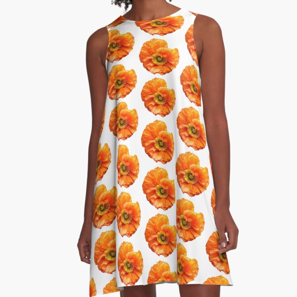 Mohnblume poppy orange A-Linien Kleid
