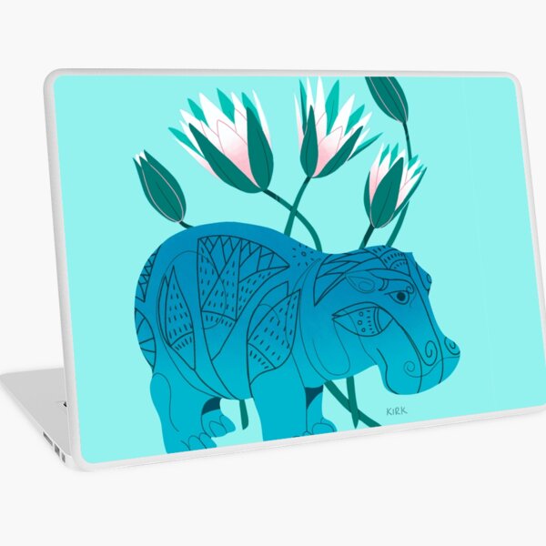 Faience Hippo - Floral Artefacts Laptop Skin