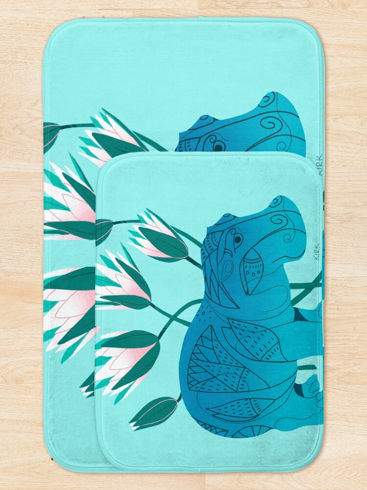 Alternate view of Faience Hippo - Floral Artefacts Bath Mat
