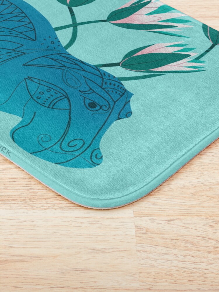 Alternate view of Faience Hippo - Floral Artefacts Bath Mat