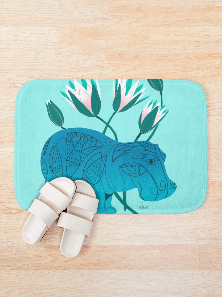 Alternate view of Faience Hippo - Floral Artefacts Bath Mat