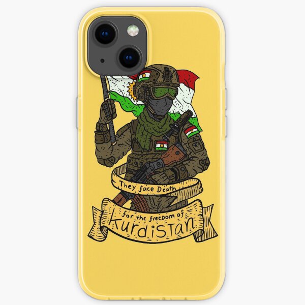Kurdish peshmerga. Kurdistan. hand drawn art. iPhone Soft Case