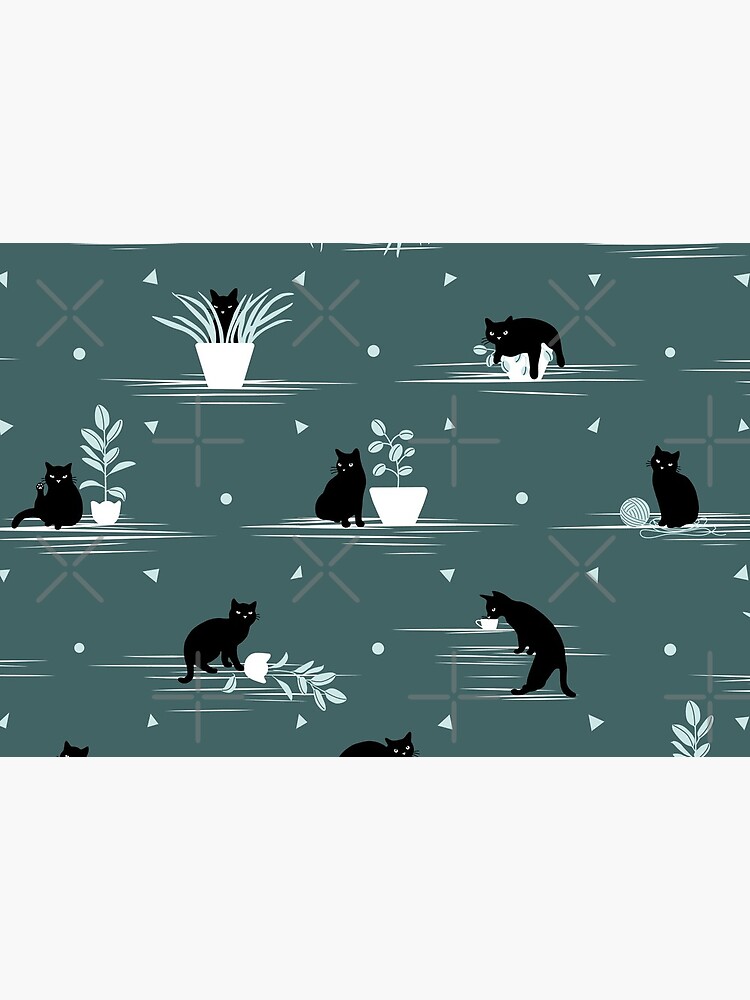 When the Black Cat is Alone at Home (Dark Green) by runcatrun