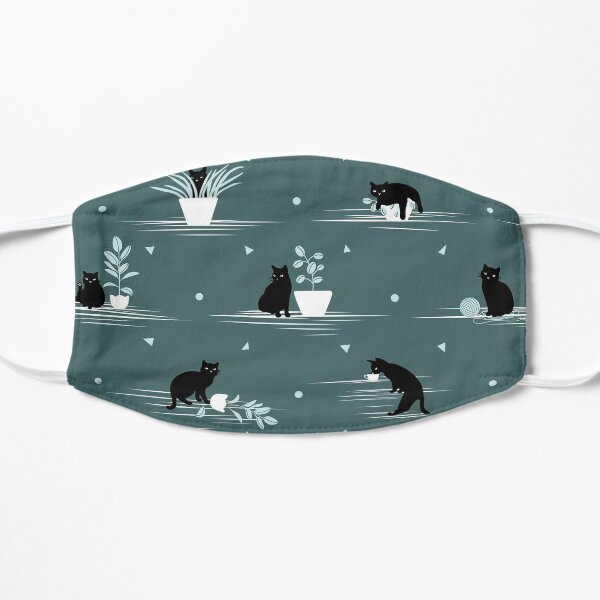 When the Black Cat is Alone at Home (Dark Green) Mask