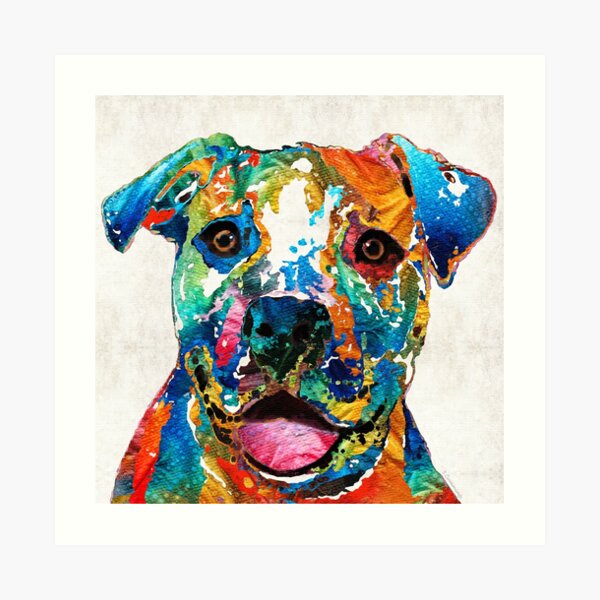 Dog Wall Art 6 Sizes Professional Print of Smiling Pitbull Original Watercolor Smiling Pitbull Wall Art by Whitehouse Art Pitbull Painting Dog Picture Dog Lover Gifts 