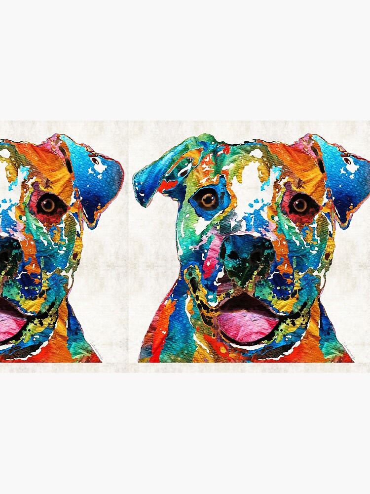 Colorful Dog Pit Bull Art - Happy - By Sharon Cummings Jigsaw Puzzle by  Sharon Cummings - Pixels