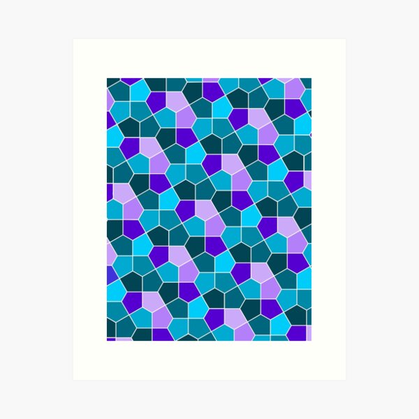 Cairo Pentagonal Tiles in Aqua and Purple Art Print