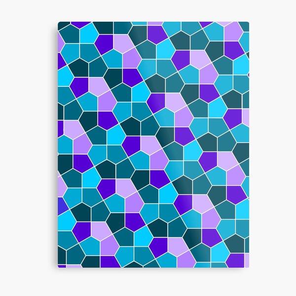 Cairo Pentagonal Tiles in Aqua and Purple Metal Print