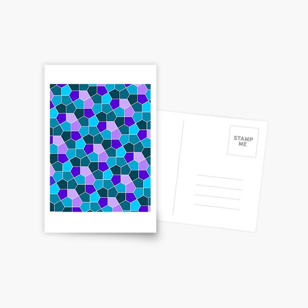 Cairo Pentagonal Tiles in Aqua and Purple Postcard