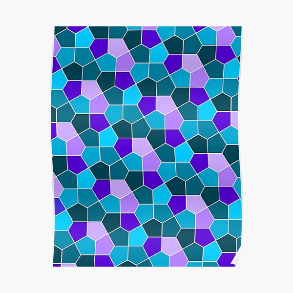 Cairo Pentagonal Tiles in Aqua and Purple Poster